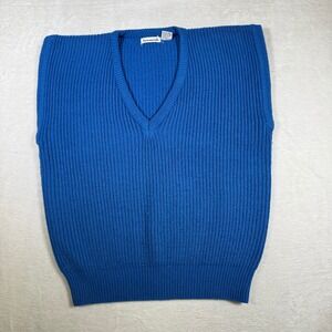 Jason Maxwell Blue V Neck Ribbed Knit Sweater Vest Sleeveless Pullover Womens L